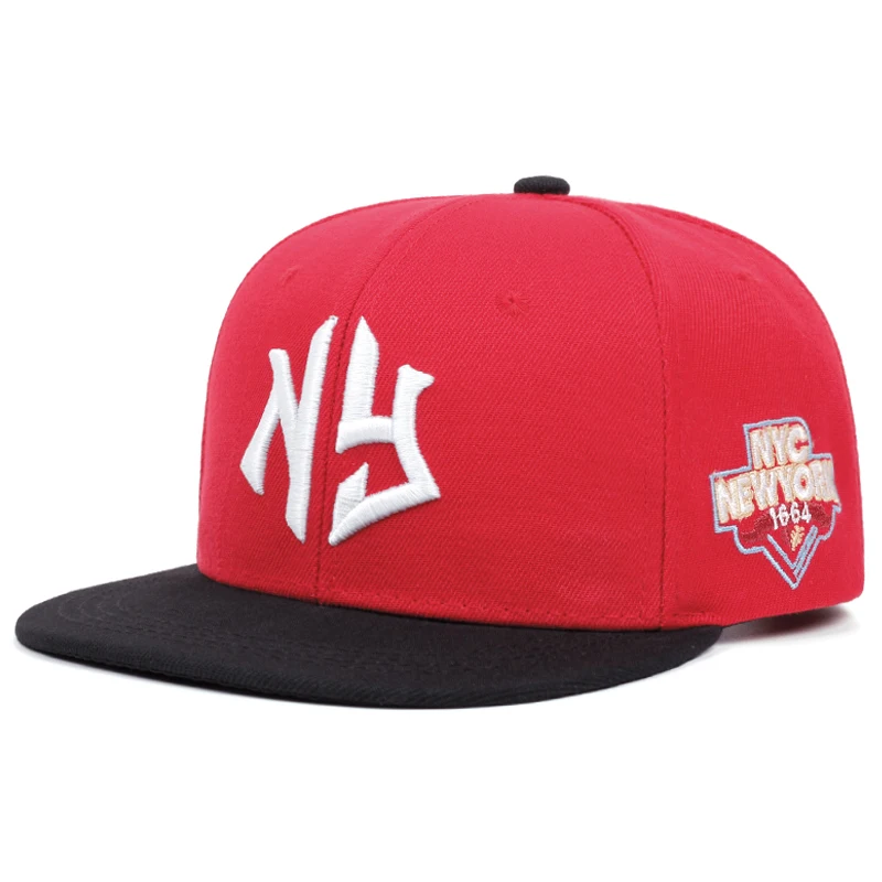 2025 New Flat Edge Hat Letter NY1664 Embroidered Outdoor Leisure Commuter Sunshade Hat Street Pop HipHop Hat Unisex Baseball Hat