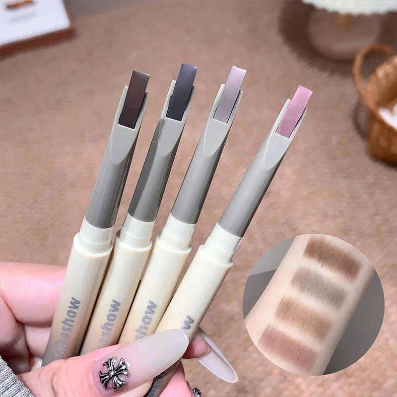 Kakashow Augenbrauenstift mit Augenbrauenpinsel, doppelköpfiger leichter Augenbrauen im koreanischen Stil, wasserfestes und langanhaltendes Make-up