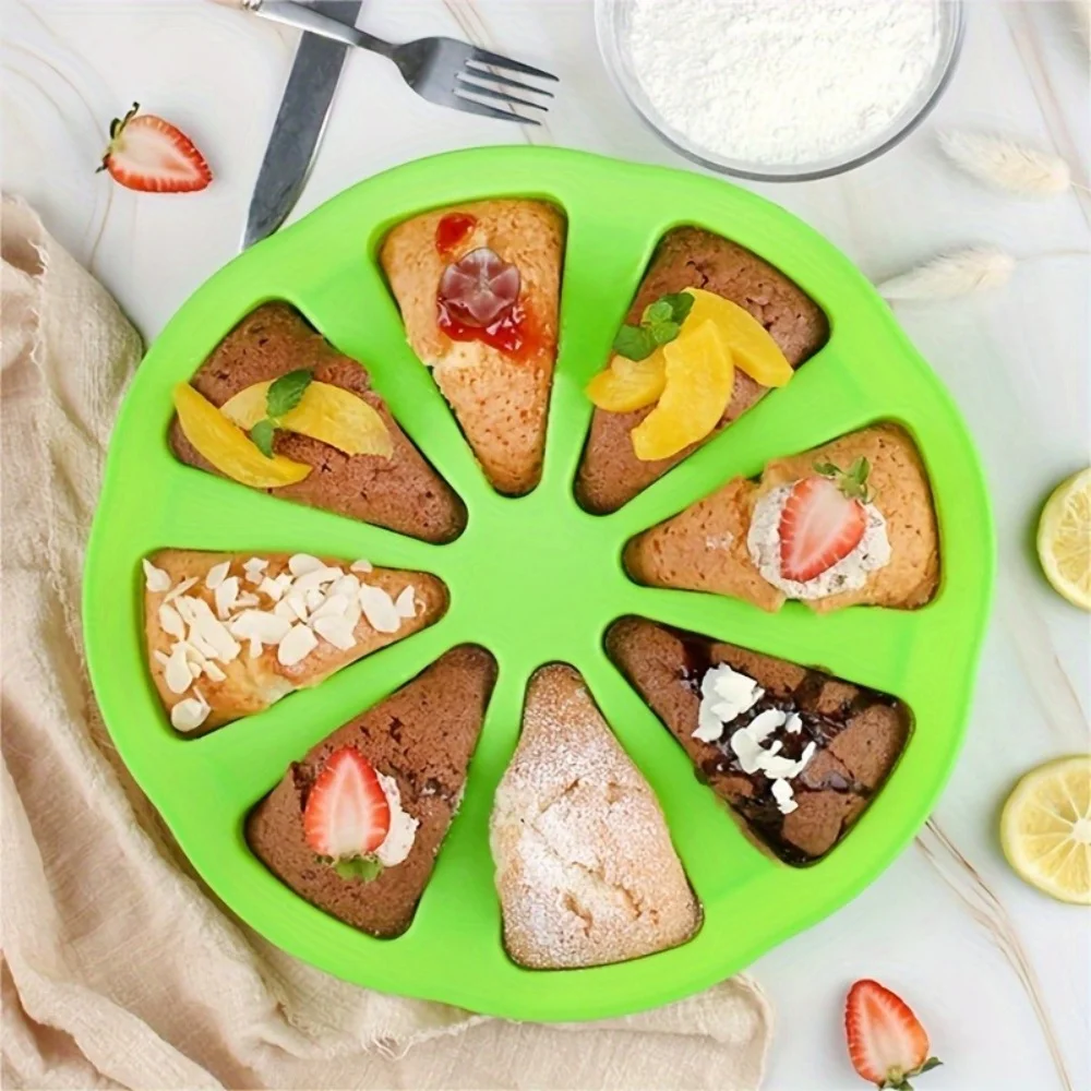 8-Cavity Silicone Cake Mold Triangle Pizza Slice Shaped Baking Molds Set Kitchen Tool for Thanksgiving Day Portion Pan