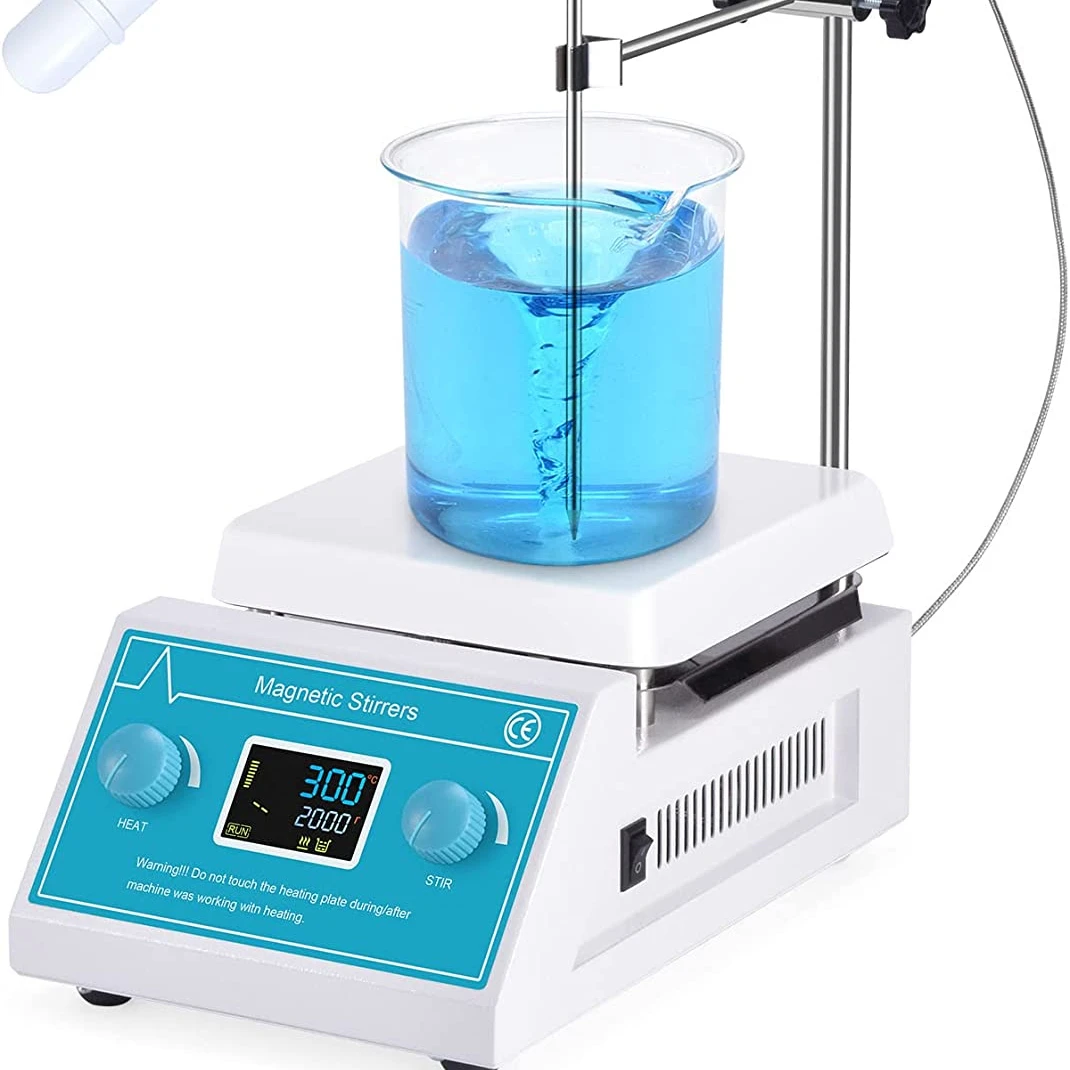 Stir Bar, Temp Sensor And Support Stand, Max 572 F 5000ml Mixer 2000 RPM, Magnetic Stirrer Hot Plate With LED Digital Display