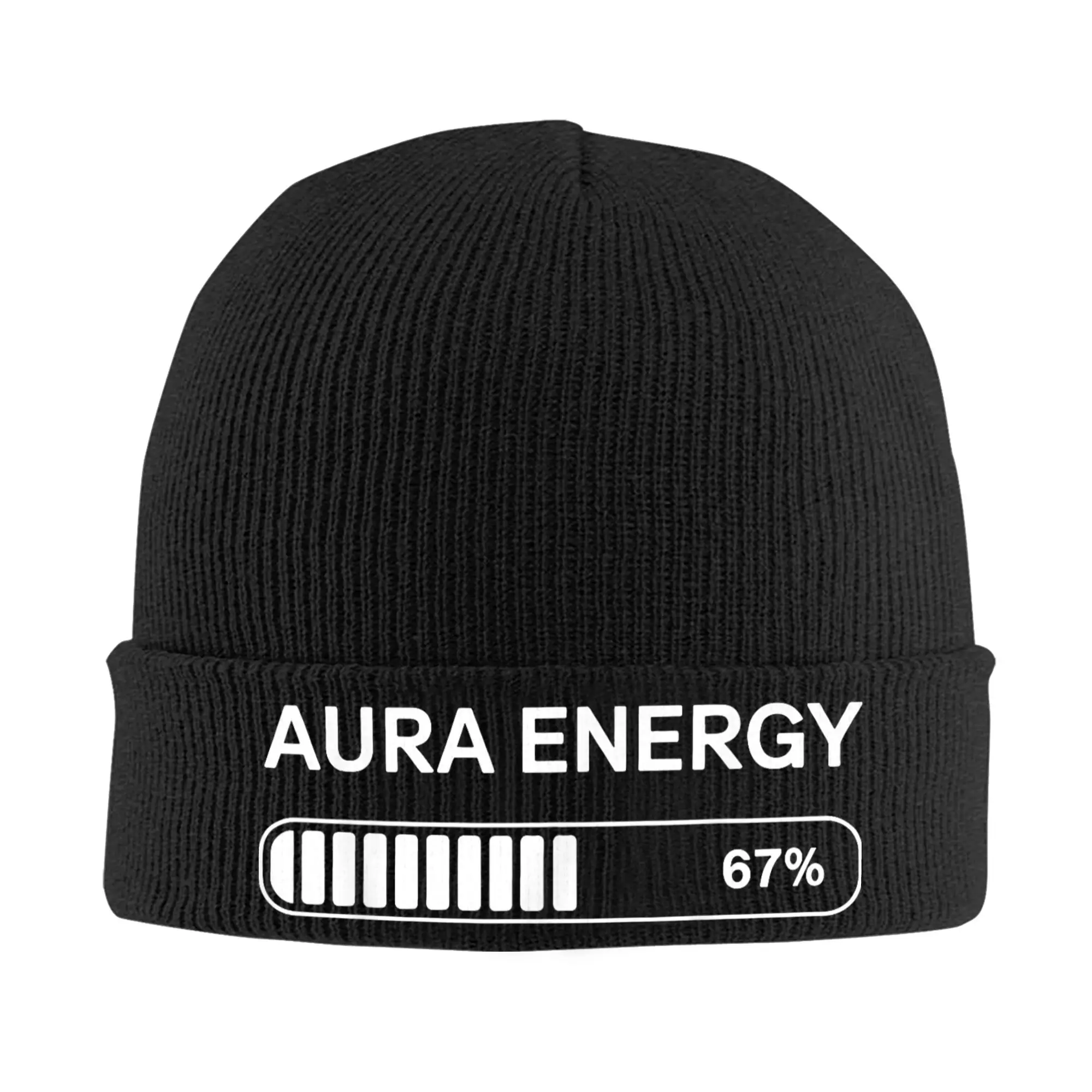 

Вязаная шапка Aura Energy at 67, крутые шапки Y2K для мужчин и женщин, шапки-бини в стиле хиппи, осенние эластичные шапки с графическим рисунком