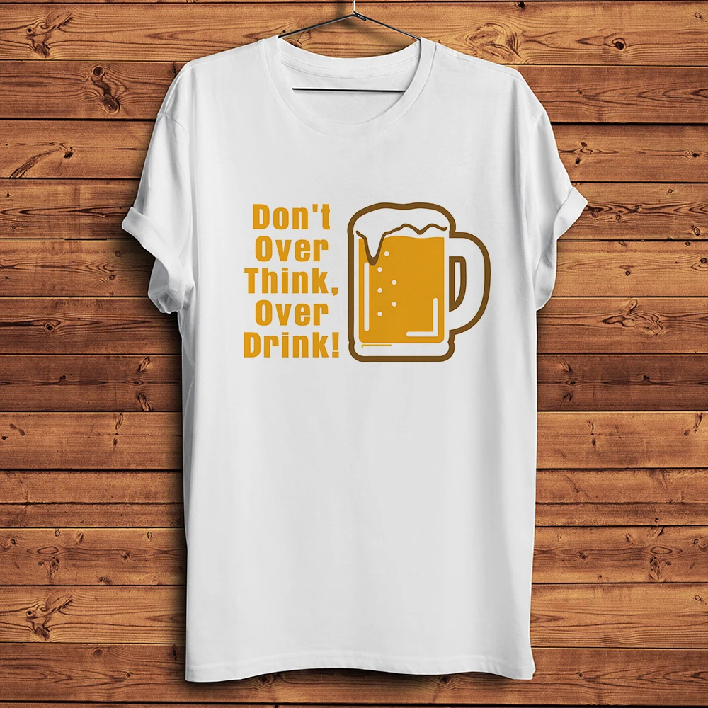 no overthink,over drink,Think out of the box, funny Tshirt Men,Casual Short T Shirt,Unisex Streetwear Tee,Breathable Print
