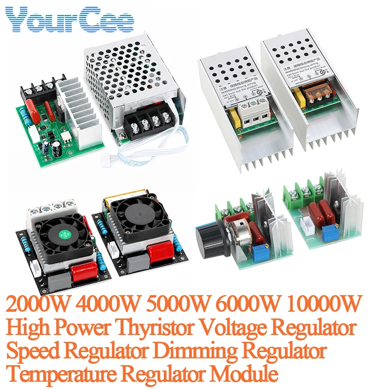 2000W 4000W 5000W 6000W 10000W High Power Thyristor Voltage Regulator Speed Regulator Dimming Temperature Regulator Module