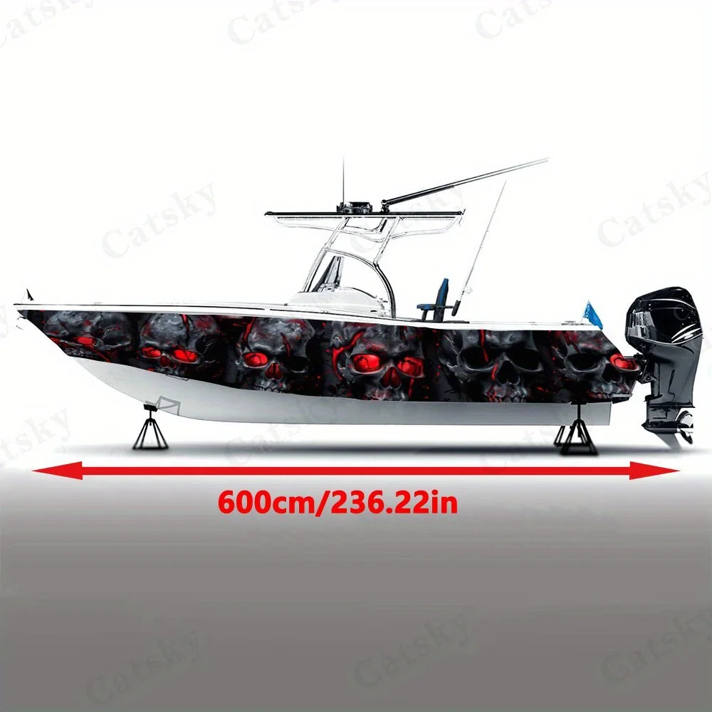 Red Eye Skull Aggregation  Boat sticker vinyl ship pontoon deck Boat fishing decorative pontoon boats decal