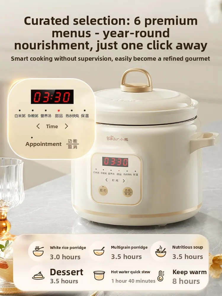 Mini Ceramic Electric Stew Pot, Automatic Slow Cooker, Special Stew Cup for Baby Food & Soup, Household Cookware