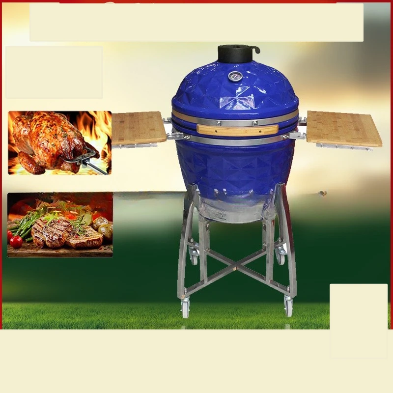 AUPLEX22 Inch Diamond Noodles Smoked Braised Grilled Charcoal Grilled Family Party Outdoor BBQ Ceramic Grill Grill Skewers