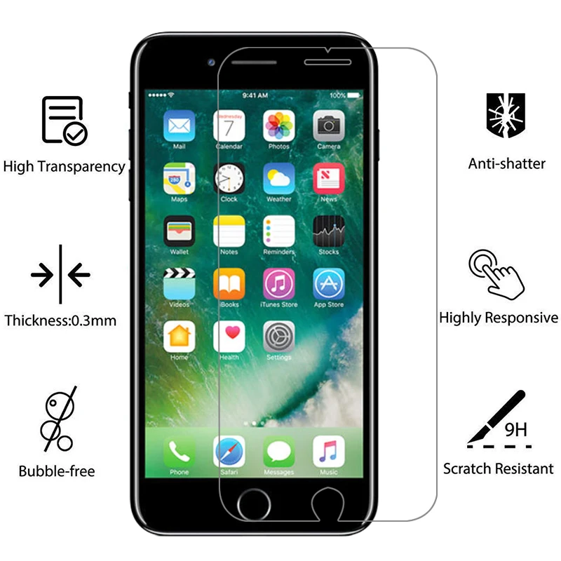 حافظة هاتف لهاتف أبل آيفون 7 بلس من الزجاج المقسى على آيفون 7 آيفون 7 بلس 7 بلس plu 7plu غطاء خلفي آيفون 7 حافظة بلس