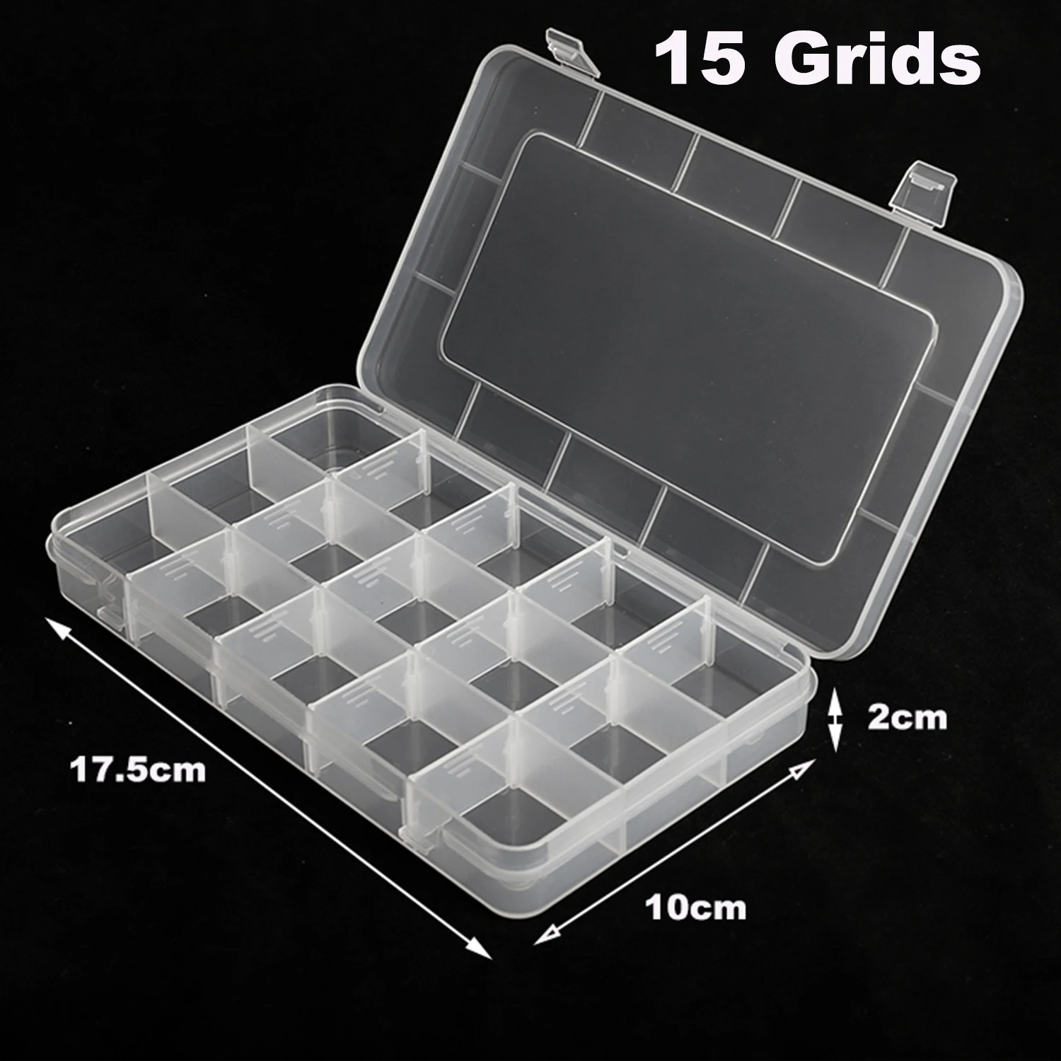 17.5*10*2cm Organizer Storage Beads Box 15 Slot Adjustable Plastic Earring Jewelry Holder Case Household  Container