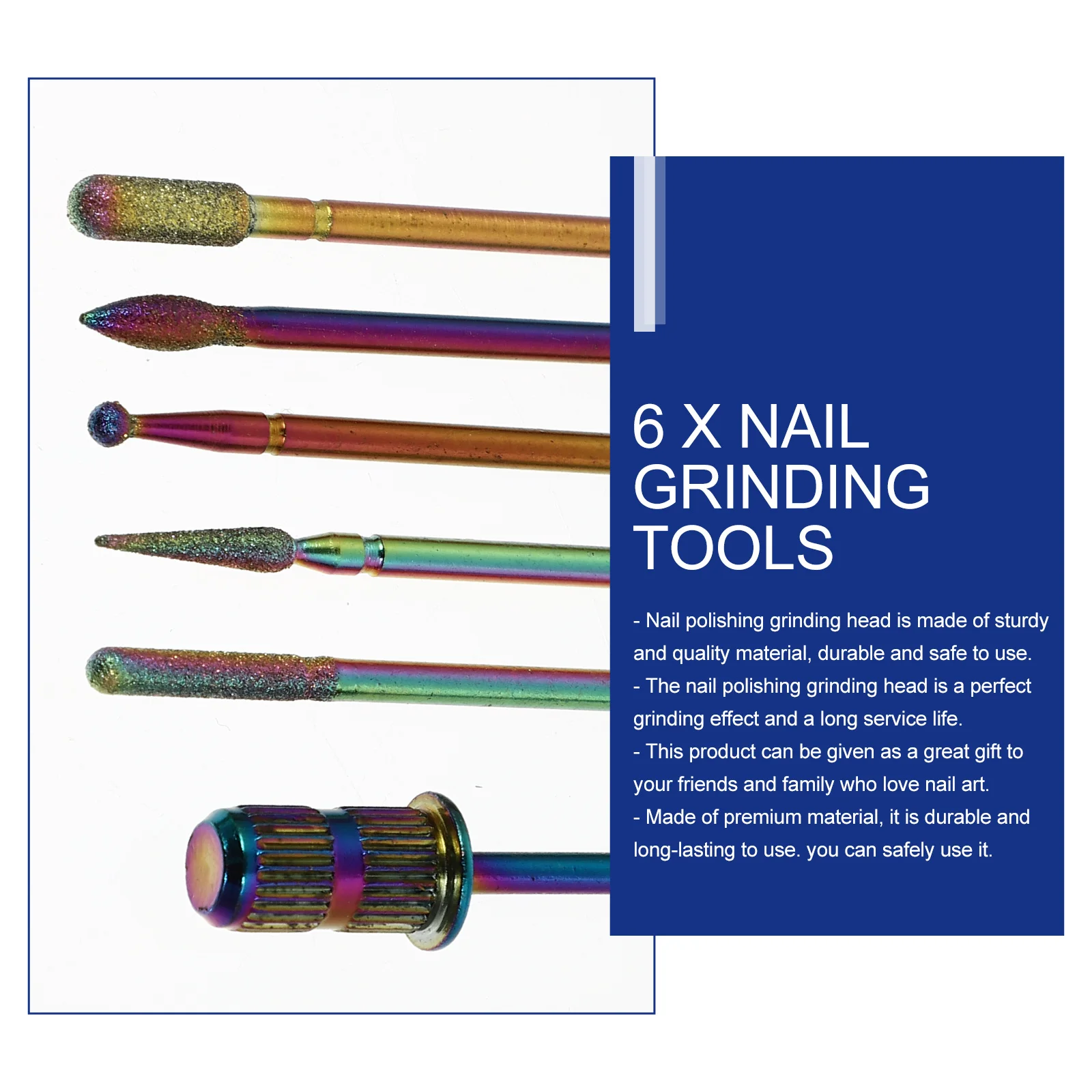 6Pcs Manicure Grinding Heads Set Premium Nail Polishing Tools for Natural and Artificial Nails Manicure Drill Bits Accessories