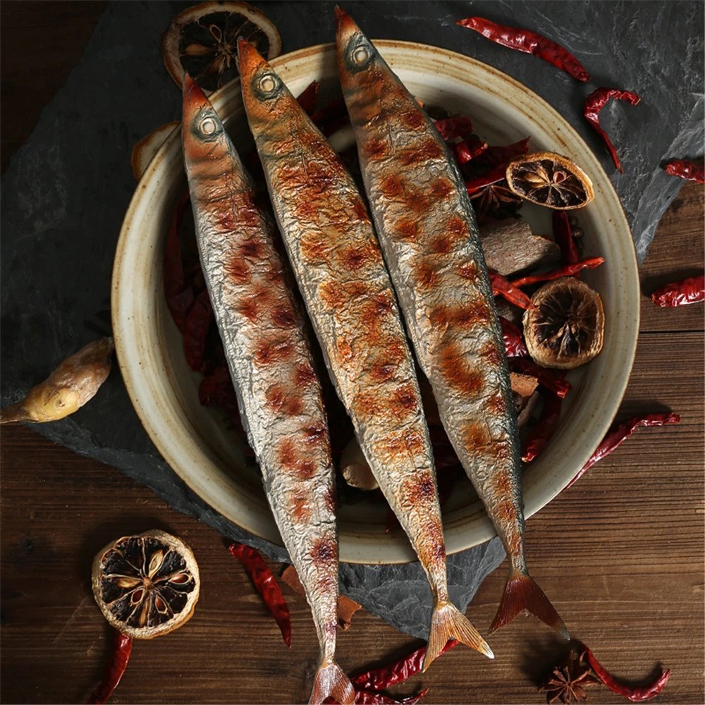 artificial fake food Kitchen cabinet display props hotel restaurant store shop decoration simulation grilled roasted saury fish