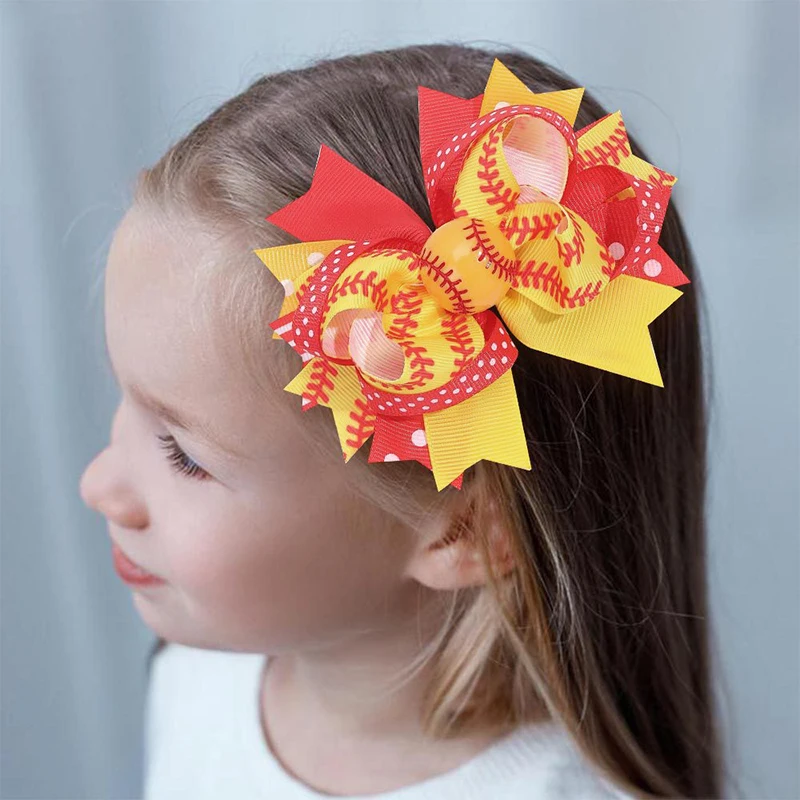 Kids Creative Fashion Sports Ball Bow Hair Clip Girls Football Hairpins Sports Meeting Theme Dress Up Children Hair Accessories