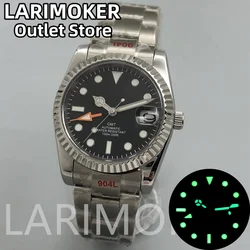 LARIMOKER 36mm 39mm Black Dial NH34a GMT Silver Watch Sapphire Glass Stainless Steel Bracelet Clasp Mechanical Men's Watch