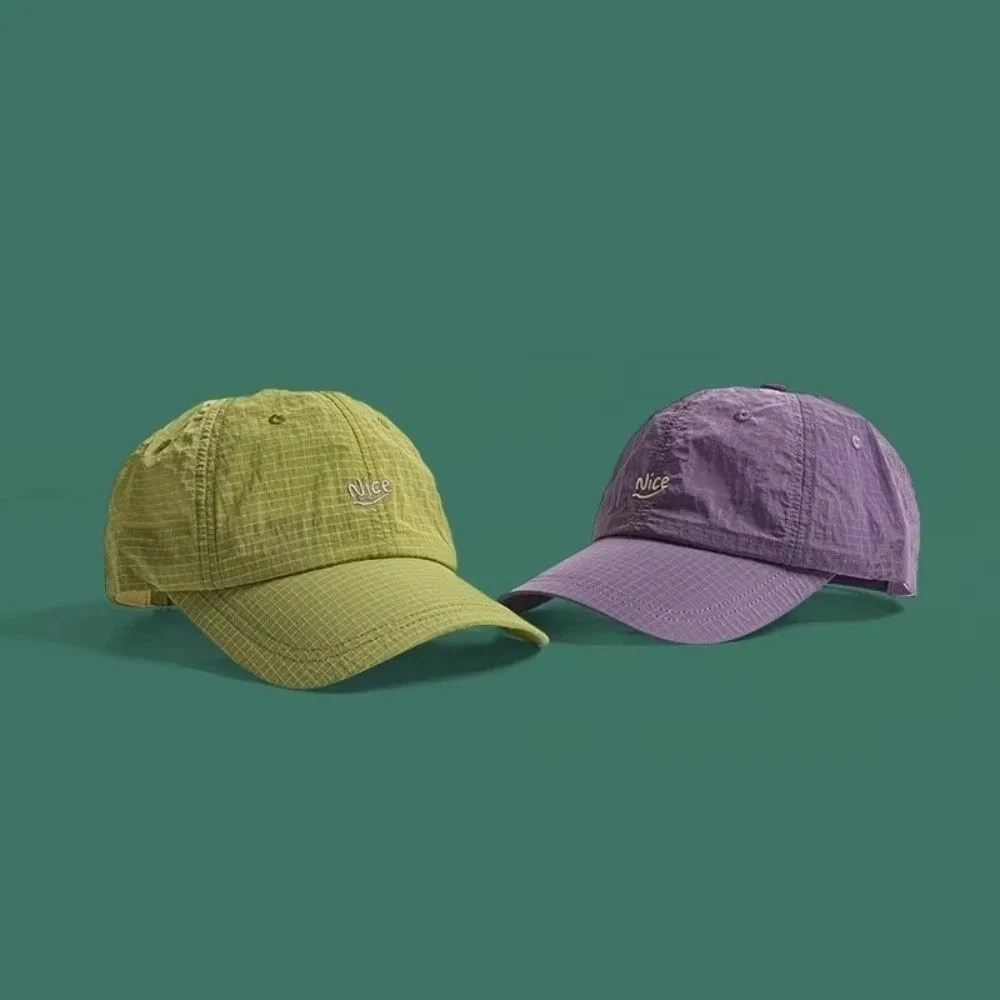 New Plaid Thin Sun Cap Breathable Letter Embroidery Baseball Cap Adjustable Quick-drying Sports Running Cap Men Women