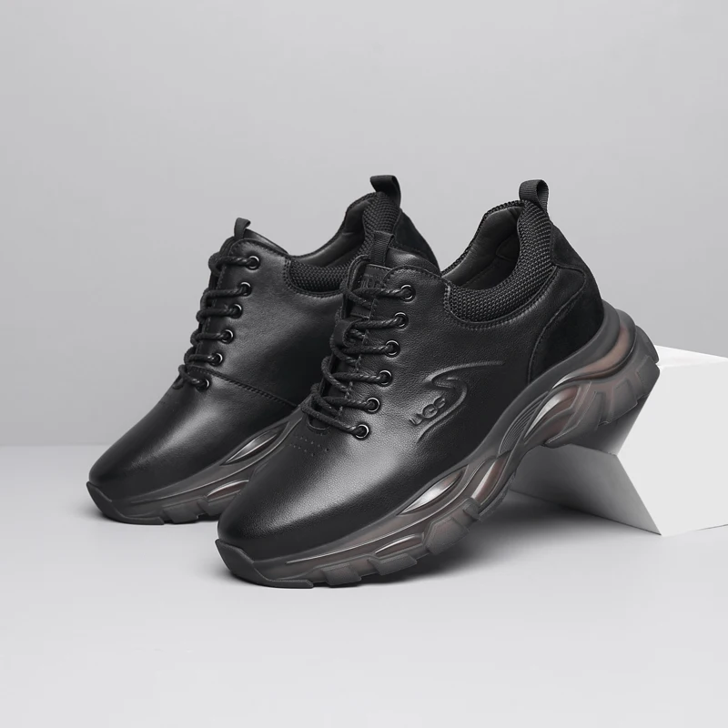 Casual Sneakers Heightening Shoes for Men 10cm Inner Height Increasing Shoe Cowhide Elevator 8cm Invisible Leather Shoes for Men