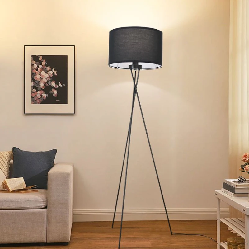 

Modern living room floor lamp bedroom bedside lights study room E27 black vertical table lamps home decor iron lighting fixture