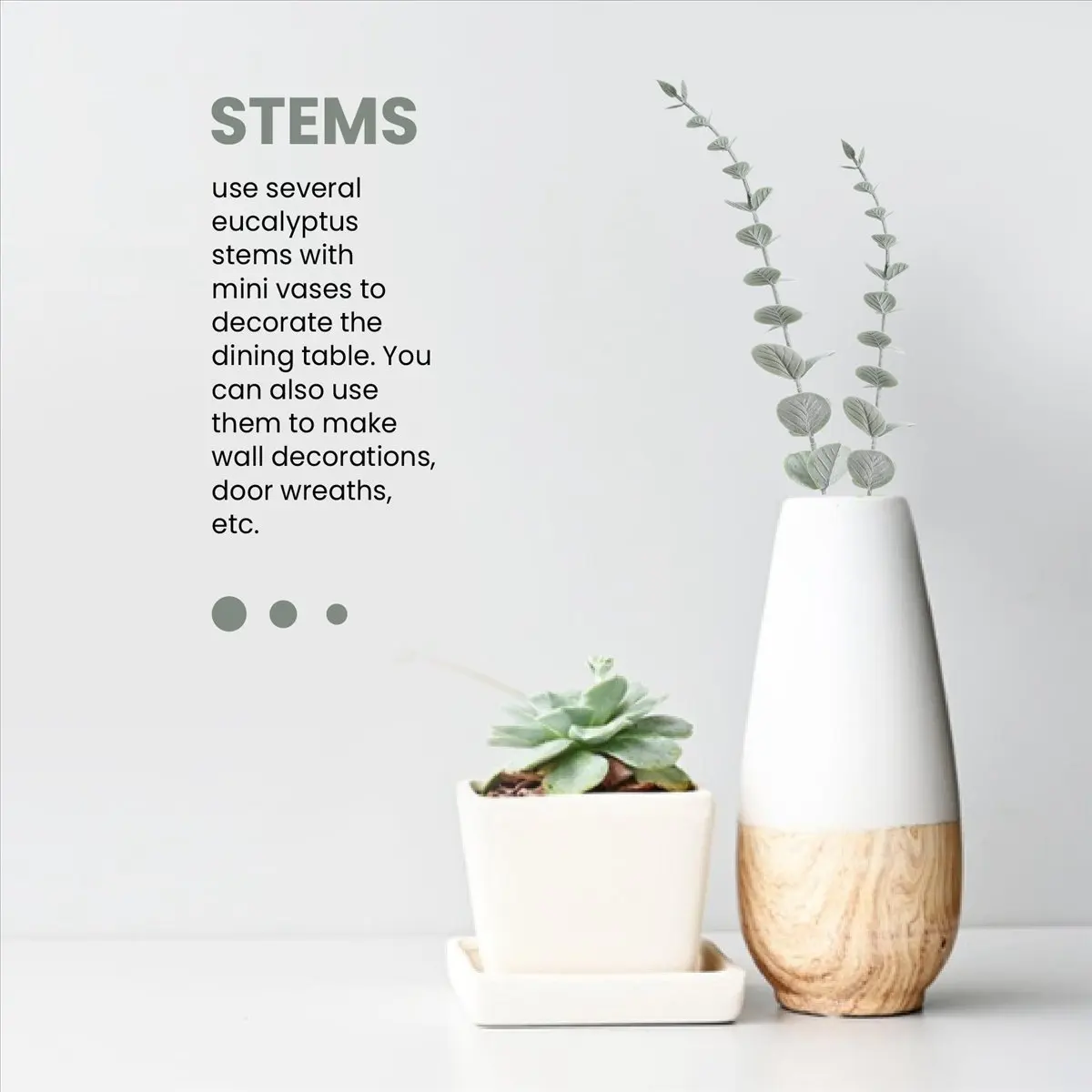 【ELEVATE LIFE】18 Pieces of Eucalyptus Stems Artificial Eucalyptus Leaf Stems True Gray Leaf Branches ABDD