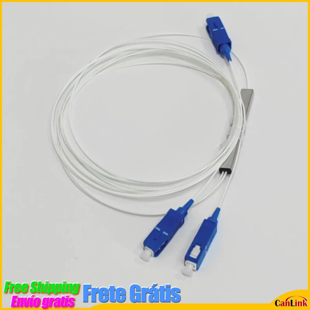 

100pcs/Lot 1X2 PLC SC/UPC SM 0.9mm G657A1 PVC 1m FTTH Fiber Optic Splitter Free Shipping