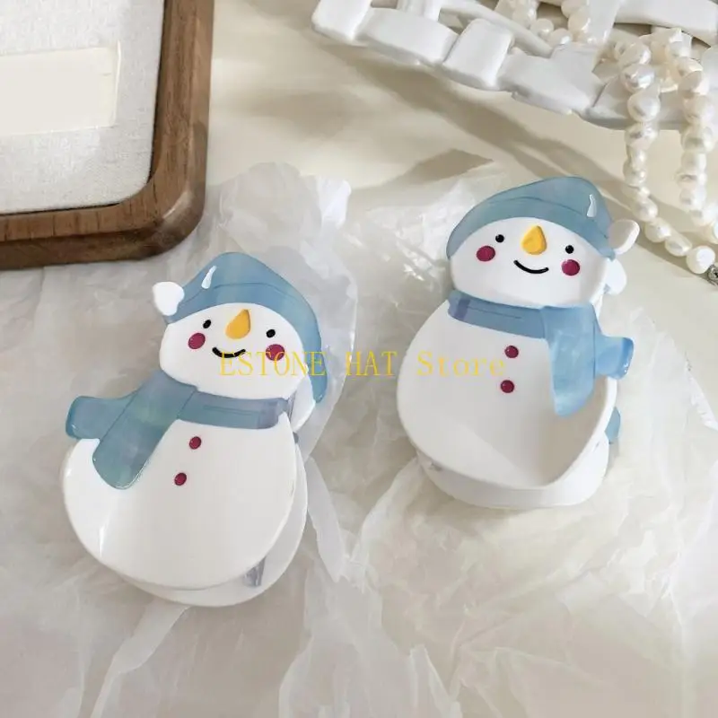 49MF Elegant White Snowman Barrette with Strong Hold for Various Hair Types Party Hairpeices Daily Wear Hair Decoration