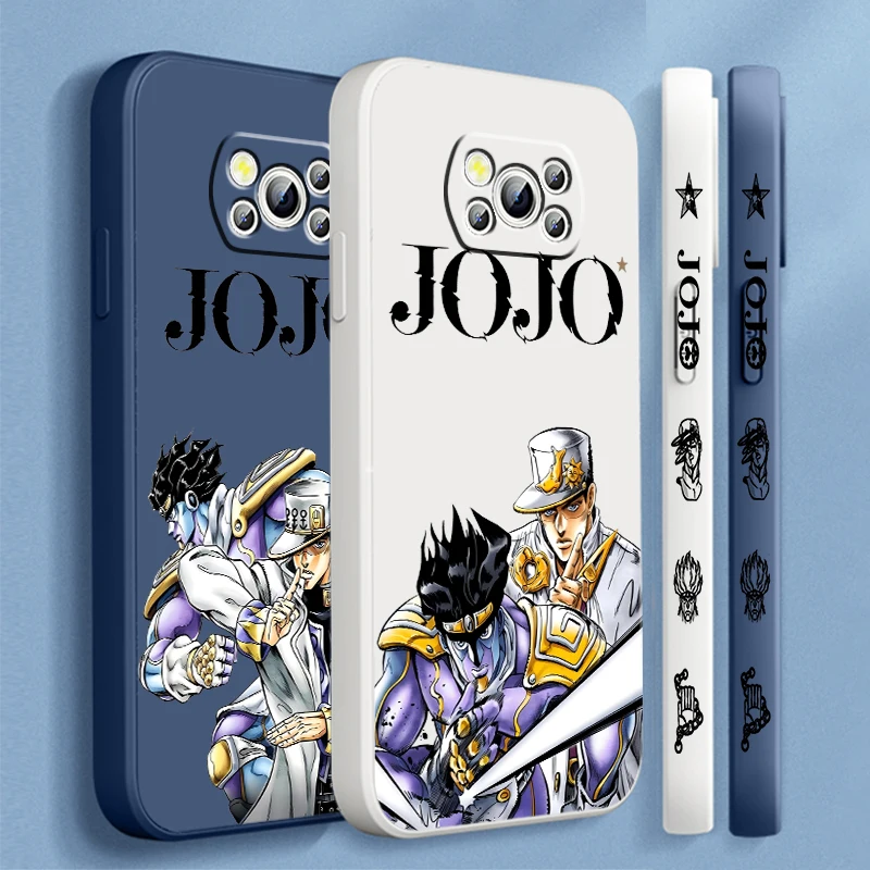 

J-Jotaro K-Kujo Cartoon Liquid Left Rope For Xiaomi Mi Poco X6 X5 X4 X3 M6 M5 M5S M4 M3 F5 F4 F3 C65 C55 C40 Pro 5G 4G Cover