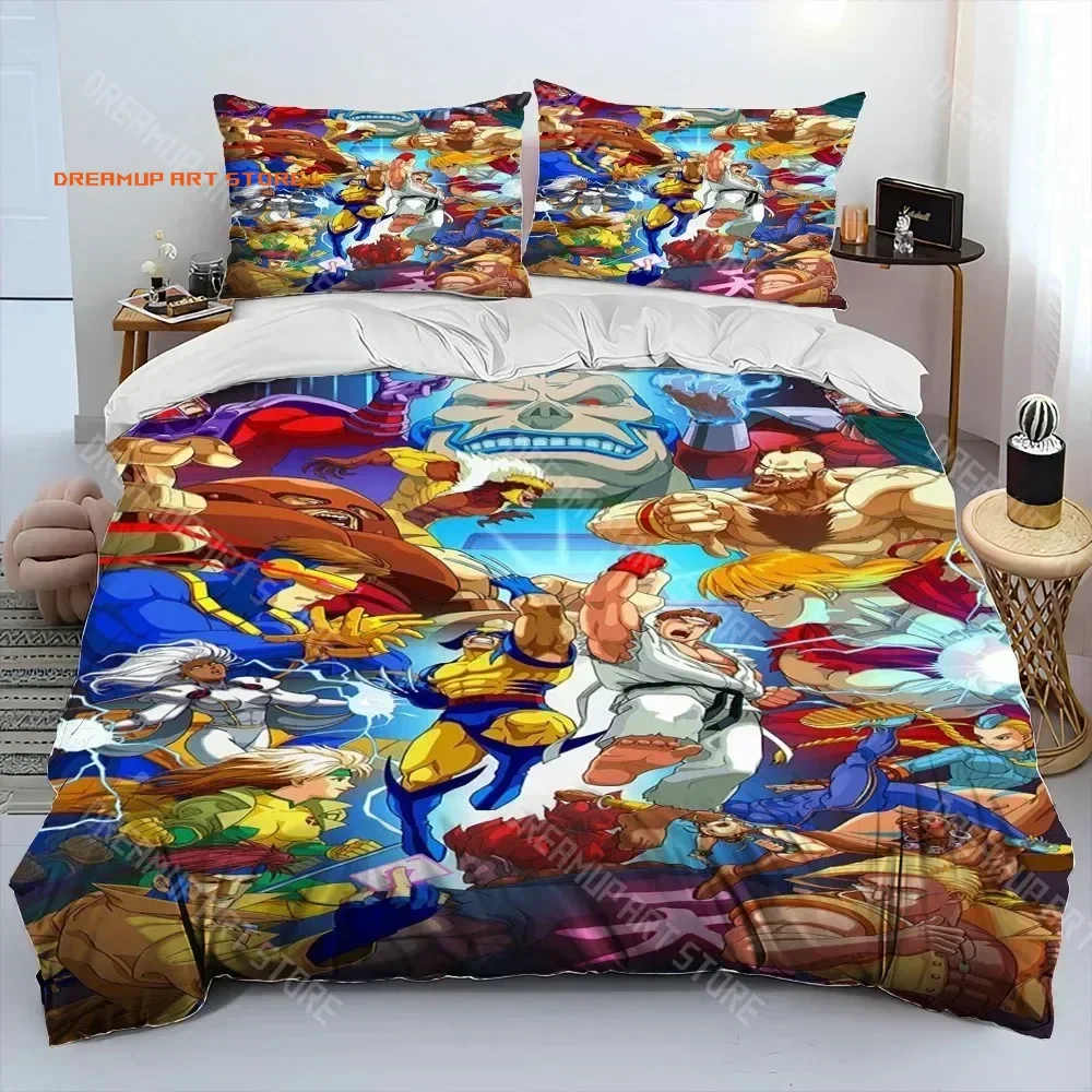 2026 Street Fighter Retro Game Gamer Comforter Bedding Set,Duvet Cover Bed Set Quilt Cover Pillowcase,king Queen Size Bedding Se