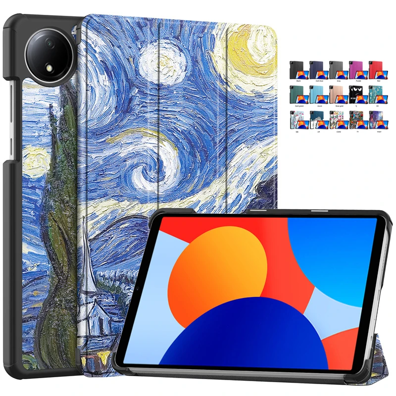 For Xiaomi Redmi Pad SE 8.7 Case Tri-fold Leather Painted Stand Smart Case For Coque Redmi Pad SE 4G 8.7 inch Case Cover Funda