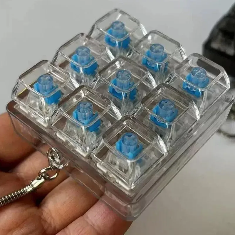 Keyboard Fidget Toys LED Crystal Keycap Keychain Stress Relief Fingertip Gadget Decompression Toys Clicker Fidget Toy