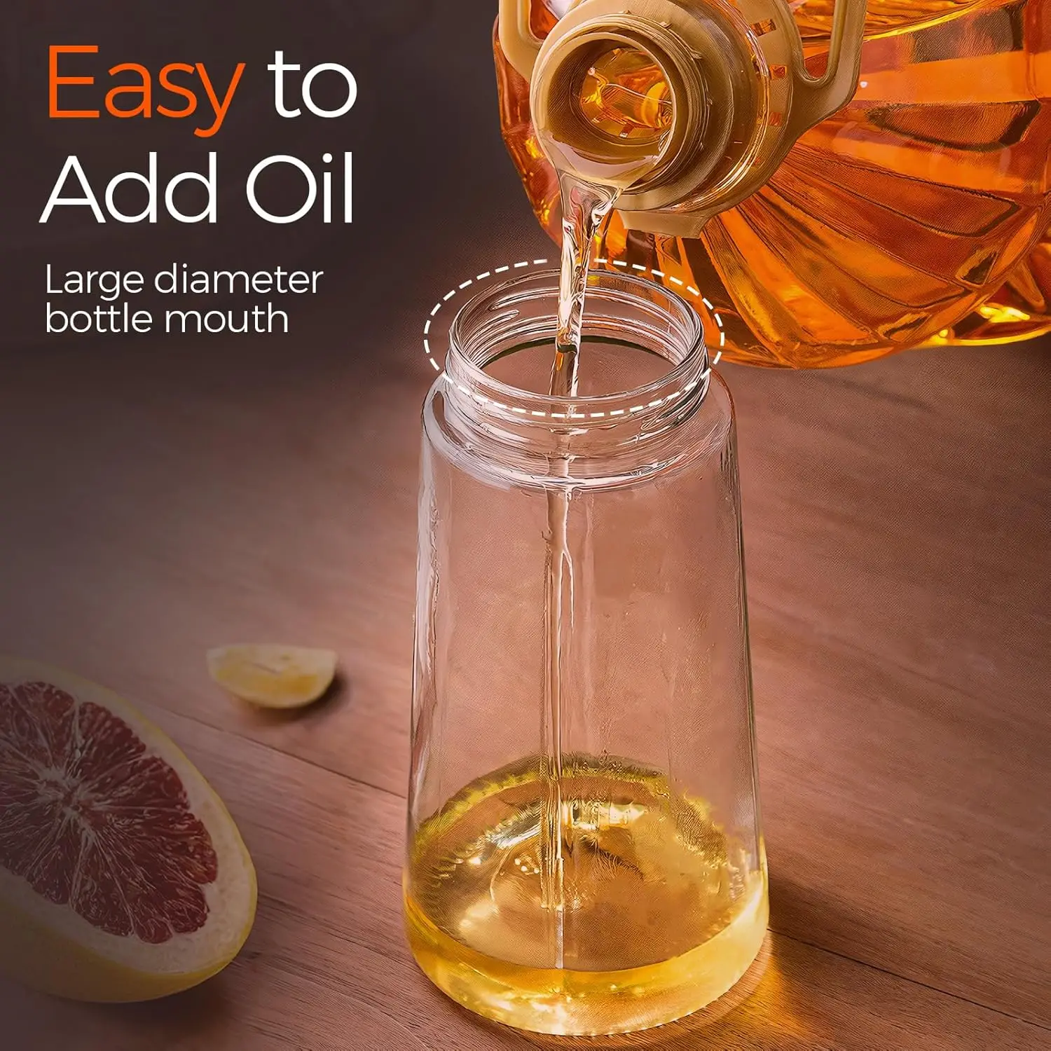 2 in 1 Oil Dispenser and Spayer Bottles for Cook Kitchen 400ml Glass Oil Spray Bottle with Pourer Easy to Carry 100ml Bottle