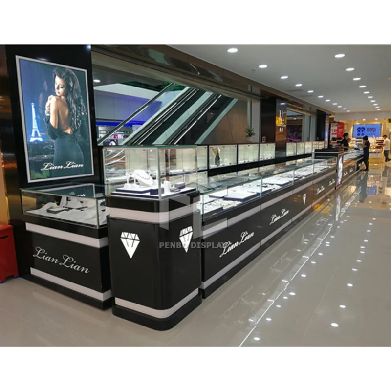 

2025customized.Luxury jeweller's store glass display showcase sale jewelery display small counter jewelry kiosk