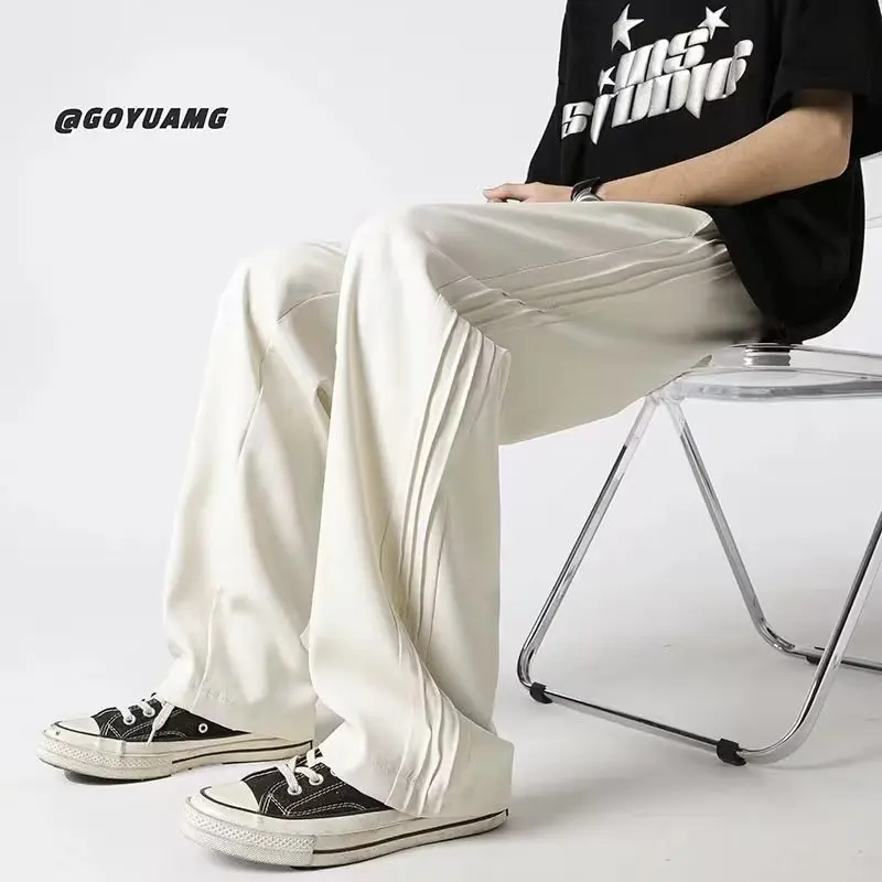 2025 Spring and Summer American Straight Loose Yellow Versatile Trendy Men's Pants Wide Feet Casual