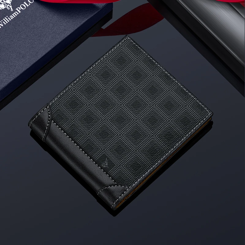 WILLIAMPOLO New Men Leather Wallets Small Money Purses Design Dollar Price Men Thin Wallet ID Credit Card Holder Male Purse Mone