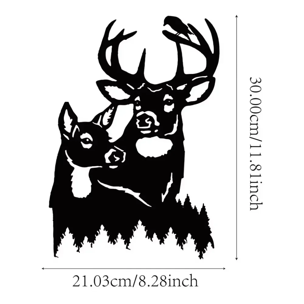 CIFBUY Deer Metal Wall Art Iron Hanging Decor Rust Proof Outdoor Home Living Room Gift Plaque Sign