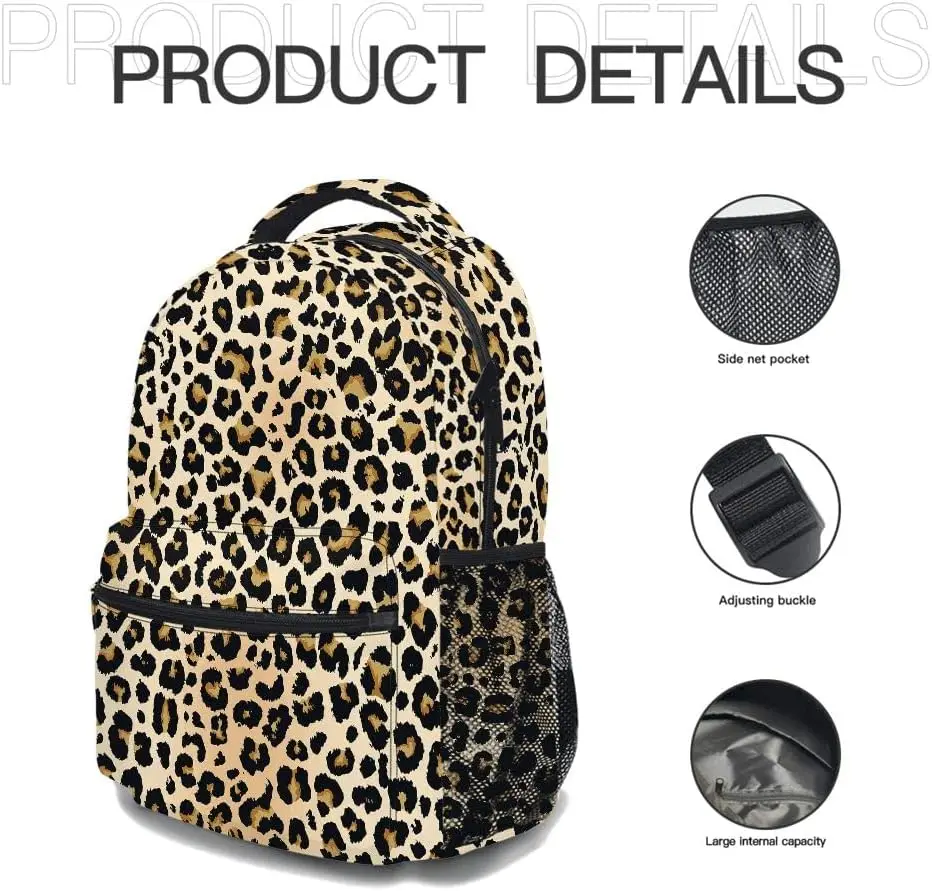Zaino classico leopardato, borsa per laptop leggera e durevole Zaino stampato in 3D con tasche multiple, zaino con spalle alla moda (Cl