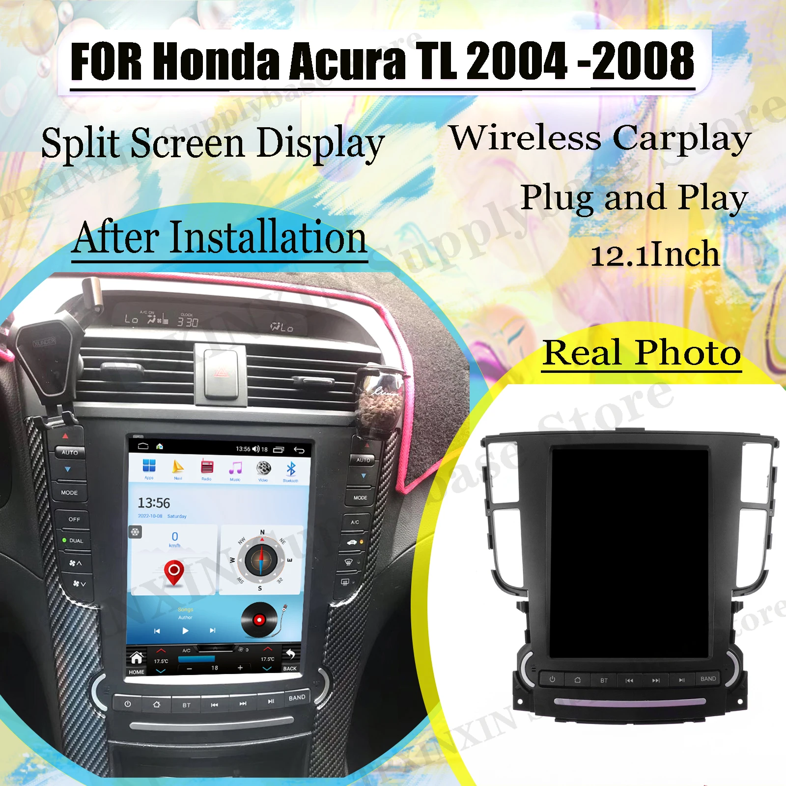 Vertical Android Automotive Multimedia For Honda Acura TL 2004 2005 2006 2007 2008 GPS Navi Carplay Radio Coche Stereo Head Unit