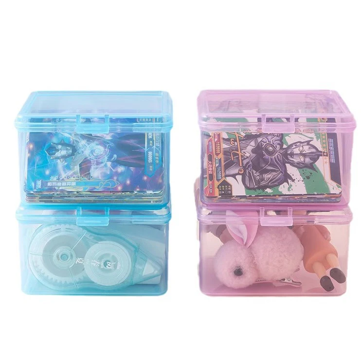 New Transparent Plastic Storage Box Photocards Small Card Storage Box Desk Organizer Box Classification Boxes Stationery