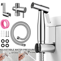 Handheld Stainless Steel Bidet Sprayer for Toilet Faucet Spray Gun Adjustable Water Pressure With Hoses for Feminine Wash US/UK