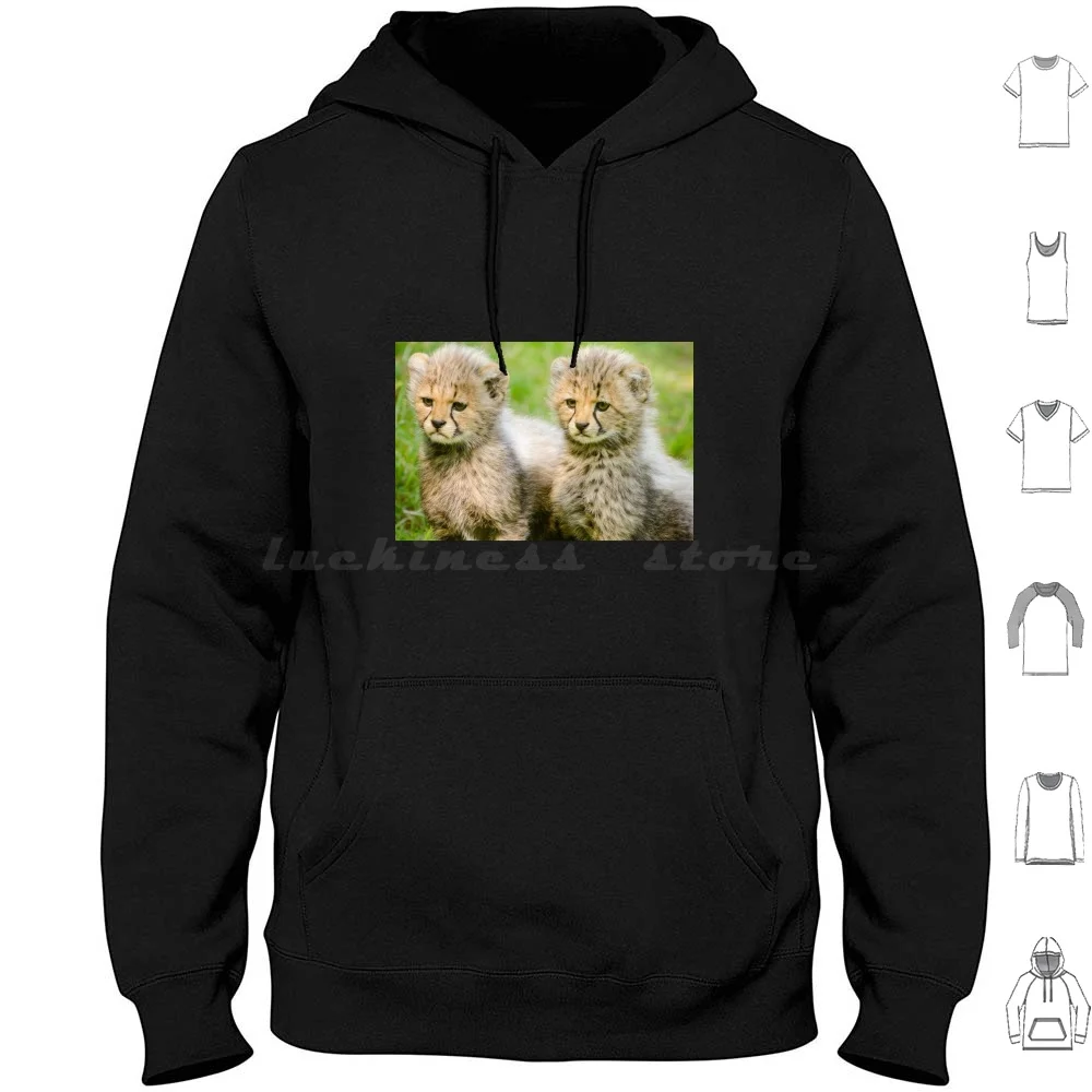 Cute Yellow And Black Cheetah Hoodie cotton Long Sleeve Cheetah Cute Baby Animal Cheetah Cub Animals Cat Nature