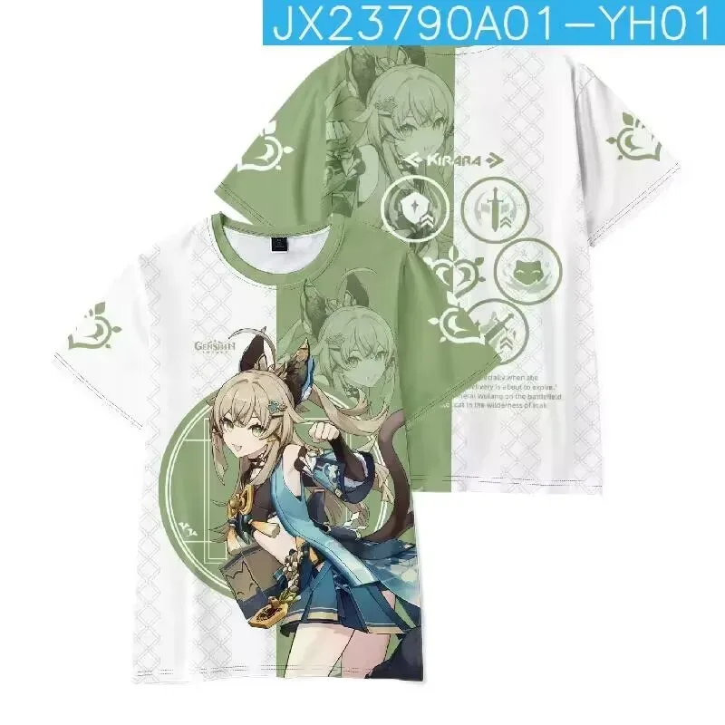 Genshin Impact Kirara Cosplay Traje para homens e mulheres, camiseta de manga curta, camisetas gráficas Hip Hop, tops Harajuku