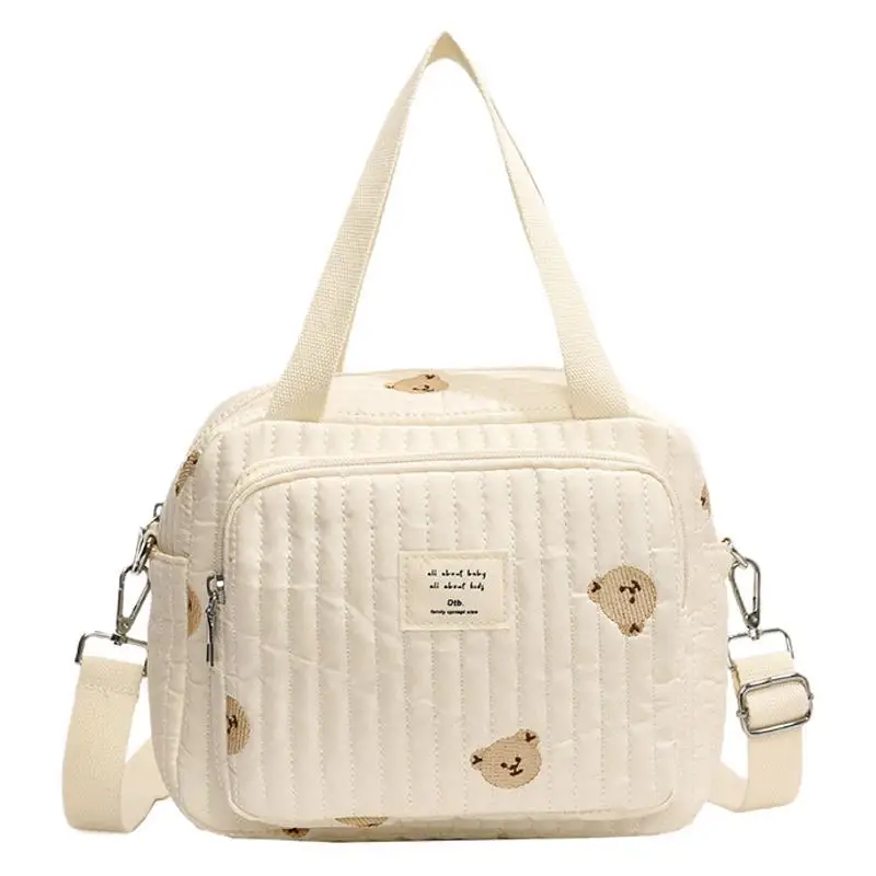 Korean Ins Bear Mommy Bag Fashion Embroidery Shoulder Bag Portable Bento Bag Light Leisure Travel Backpack