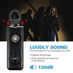 HOMEFISH Personal Safety Siren Alarm for Women 130dB Siren Strobe & Key Chain 3 Pop Colors AF2004 Anti Robbery Call for Help