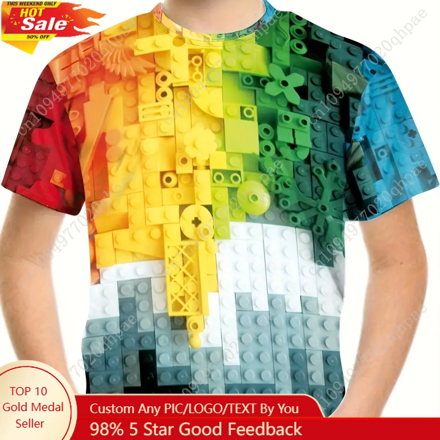 

Kids Clothes Boys Tshirt Short Sleeve Children's T-Shirts 3D Building Blocks Print Funny Children Summer Clothes Girls Clothes