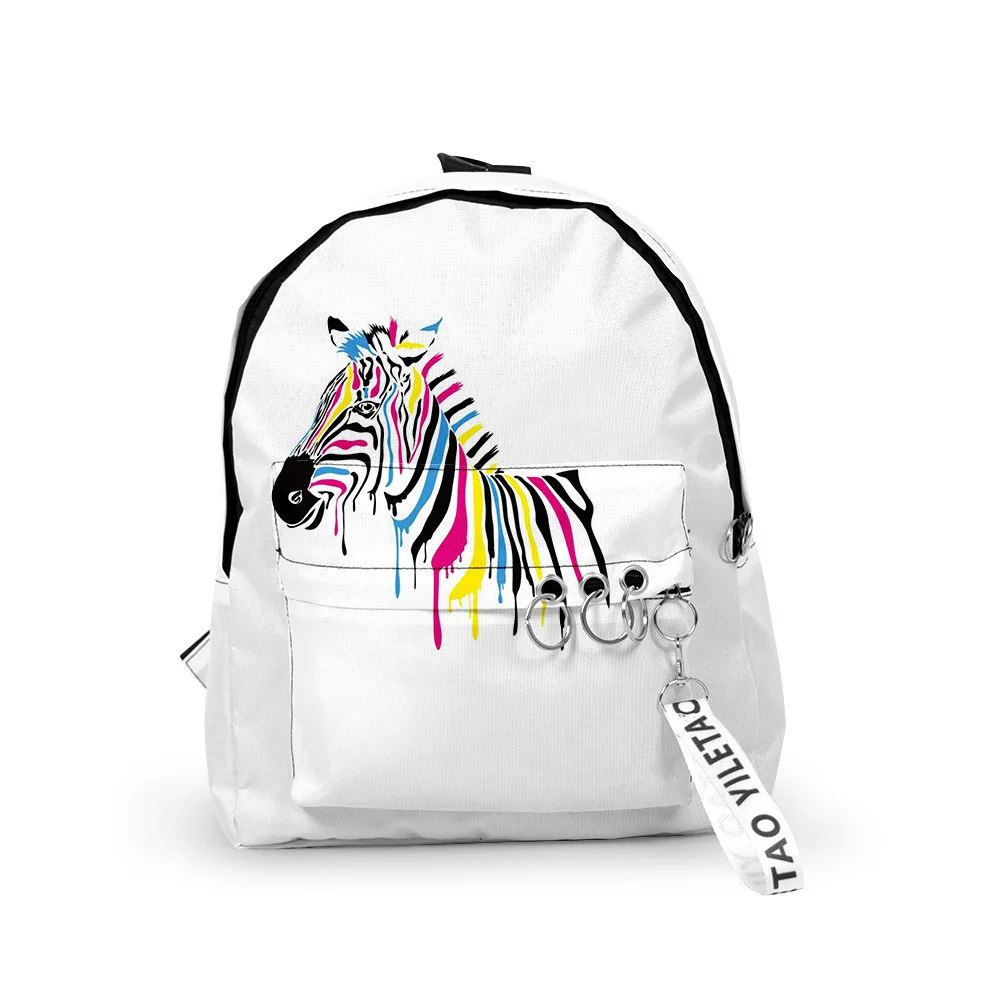 Classic Novelty horse Notebook Backpacks Boys/Girls pupil School Bags 3D Print Keychains Oxford Waterproof Cute Small Backpacks