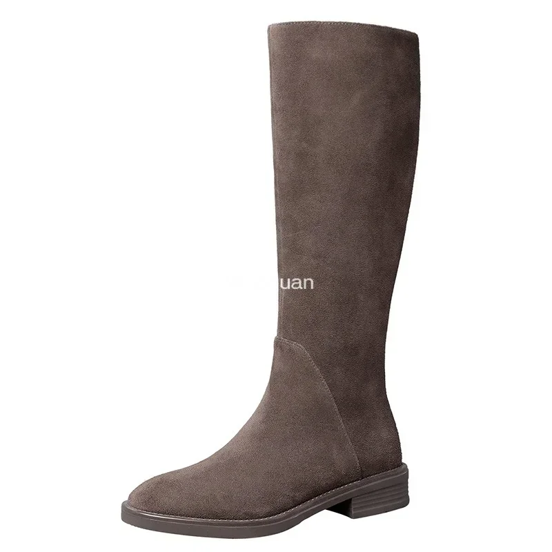 New Woman Suede Winter Sexy Thick-heeled Women\'s Boots Casual Riding Boot Warmth Non-slip High Boots Shoes Zipper Boots of Women