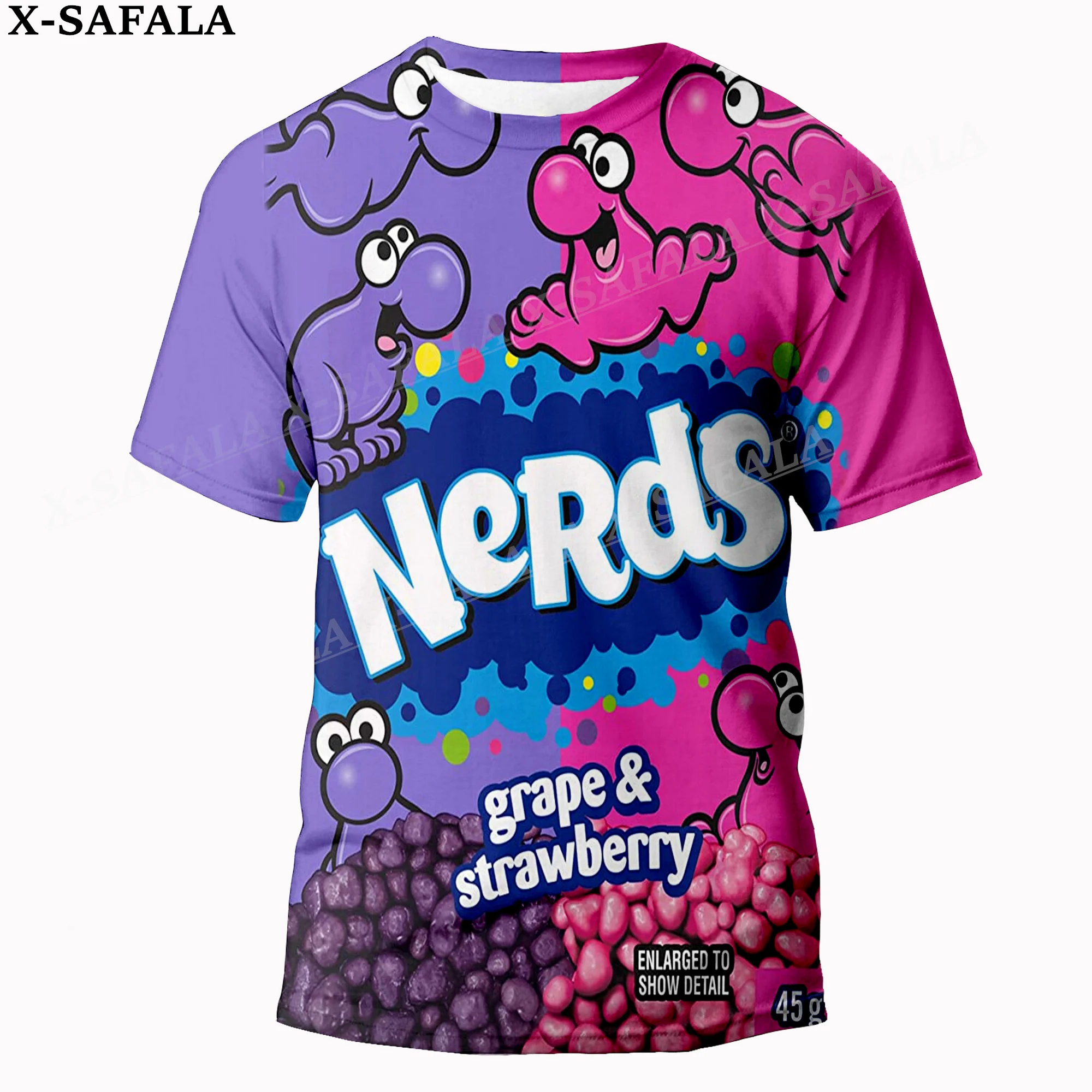 Novelty Funny Nerds Candy Food Customized 3D Printed High Quality Milk Fiber T-shirt Round Neck Men Female Casual Tops-3