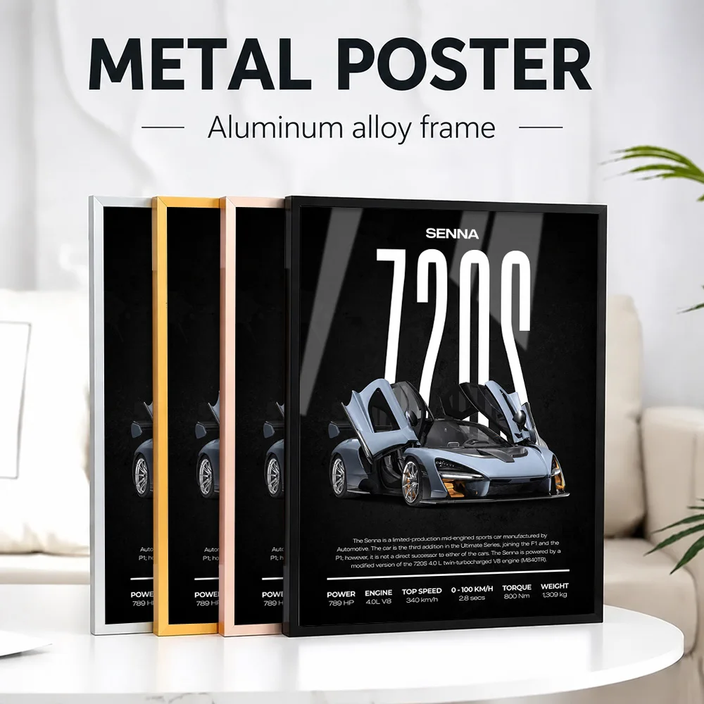 United Kingdom Senna Sports Car Metal Poster With Aluminum Alloy Frame Customized Photo Retro Graphic Style Wall Art For Study