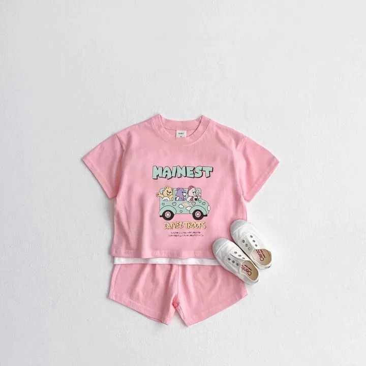 Summer Baby Clothes Set Children Boy Cartoon Bear Printed T-shirts And Shorts 2pcs Suit Kid Casual Top Bottom Outfits Tracksuits