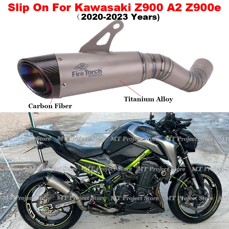 

Slip On Motorcycle GP Racing Exhaust Escape Link Pipe Ttainium Alloy Muffler No DB Killer For Kawasaki Z900 A2 Z900e 2020 - 2023