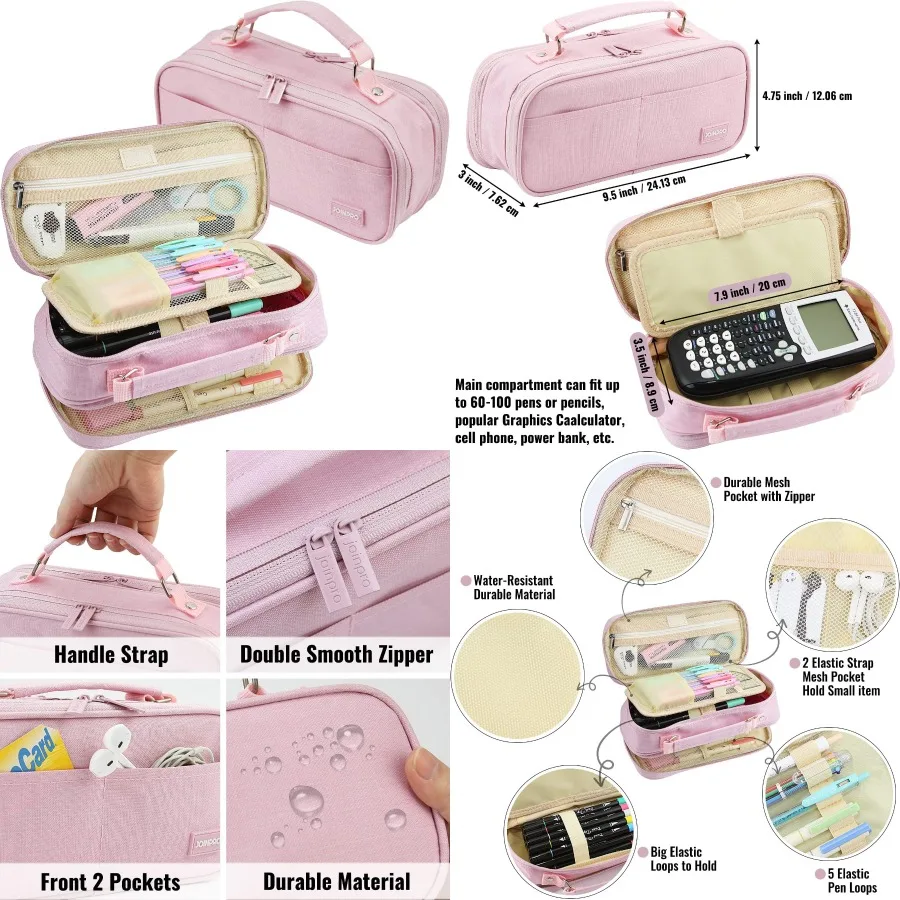 

Пенал-органайзер большой емкости с сумкой для хранения на двойной молнии для использования в офисе колледжа; Простой пенал идеально подходит