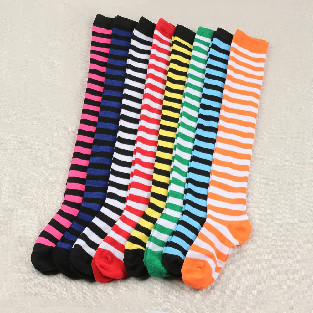 

20 шт., рождественские чулки для девочек и женщин, полосатые носки до бедра, гольфы для Хэллоуина, косплея, вечерние, праздничные украшения «сделай сам»