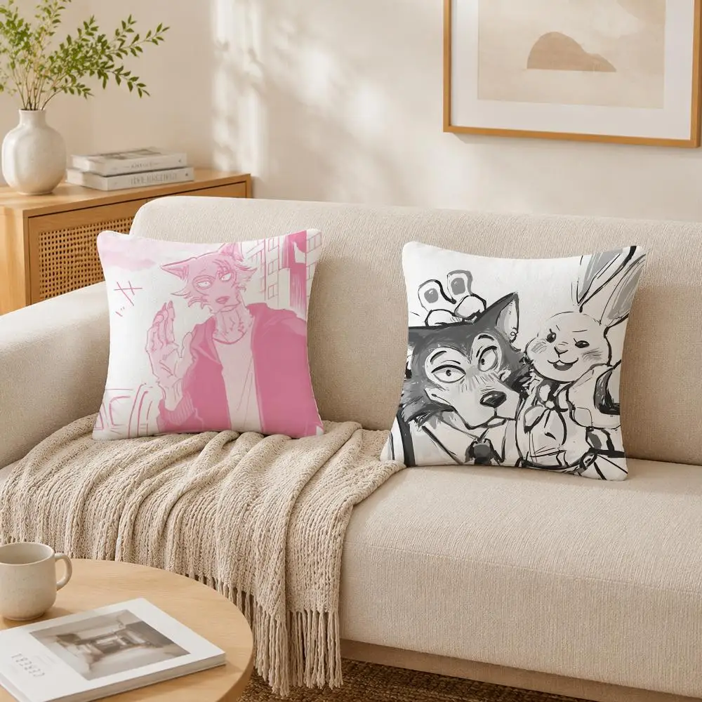 Japanese Anime B-BEASTARS Cushion Cover Plush Decorative Pillow Case With Hidden Zipper Fashion Room Decor For Home