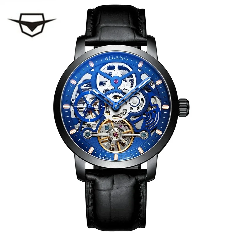 

Luxury AILANG Brand Men Watch Male Self-Wind Waterproof Stainless Steel Automatic Mechanical Blue Fashion Tourbillon